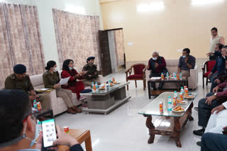 Police officers meeting regarding Jhandeji mela