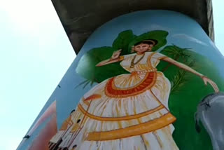 painting on metro Pilars in west delhi