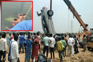 a car fell into the sagar right canal at tallapalli