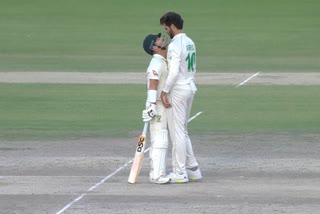David Warner Shaheen Shah face off  Pakistan vs Australia  Warner-Shaheen confrontation  World cricket  ഡേവിഡ് വാർണറും പേസർ ഷഹീൻ അഫ്രീദിയും പരസ്‌പരം ഏറ്റുമുട്ടി  ടെസ്റ്റിന്‍റെ മൂന്നാം ദിനത്തിന്‍റെ അവസാന പന്തിലായിരുന്നു സംഭവം  funny incident in australia vs pakistan