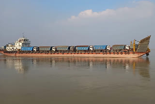 cargo ship sunk in river ganga in sahibganj