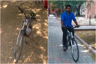 Rechargeable e-bike and solar cycle creation by a college student