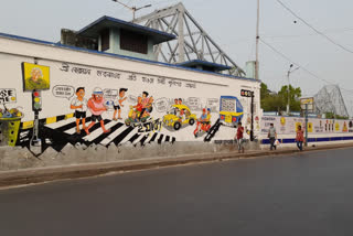 Cartoon Characters in Howrah traffic awareness