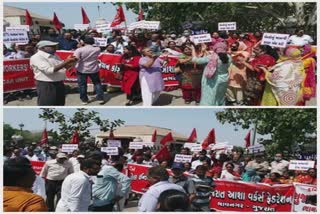 Bhavnagar Trade Union: સંયુક્ત ટ્રેડ યુનિયનનો હડતાળ પર તેમજ આશાવર્કર બહેનોએ વેતનની બાબતે આકારો રોષ વ્યકત કર્યો