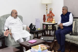 West Bengal Governor Jagdeep Dhankhar on Monday called on Union Home Minister Amit Shah at his residence in New Delhi. The agenda of the meeting has not been disclosed yet