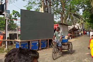 Giant Screens Have been Set up for PM Virtual Speech at Matua Thakurbari