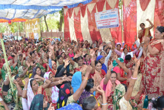 Anganwadi workers went on indefinite strike