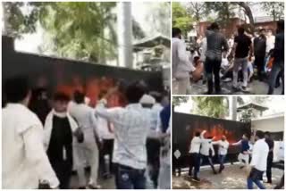 BYJM activists damaged CCTV cameras  barriers at Kejriwal residence during protest: Sisodia  Manish Sisodia delhi  yuva morch attacks kejriwal residence  യുവമോര്‍ച പ്രതിഷേധത്തിനിടെ സംഘര്‍ഷം ഡല്‍ഹി  കശ്‌മീരി പണ്ഡിറ്റ് controversy  kerjiwal remarks on kashmiri pundits