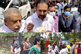 K RAIL PROTEST IN KOTTIYAM KOLLAM  K RAIL PROTEST  K RAIL PROTEST KOLLAM  സിൽവർ ലൈൻ സർവേക്കെതിരെ പ്രതിഷേധം  സിൽവർ ലൈൻ പദ്ധതിക്കെതിരെ കൊല്ലത്ത് പ്രതിഷേധം  Suicide threat against k rail