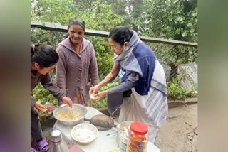 Mamata Cooks Momo in a shop of Darjeeling