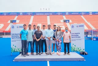 Odisha Sports minister and OHPC chairman dilip tirkey presented cash awards to 7 tennis players of Odisha