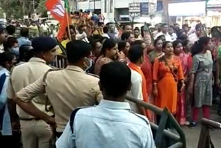 bjp agitation at barasat police station