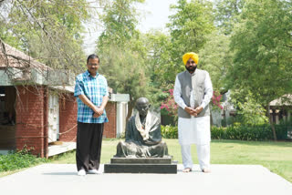 Kejriwal and Mann took a tour of Hriday Kunj, the place where Mahatma Gandhi used to stay in the Sabarmati Ashram premises, and also visited museums there and bowed down before the statue of Gandhiji
