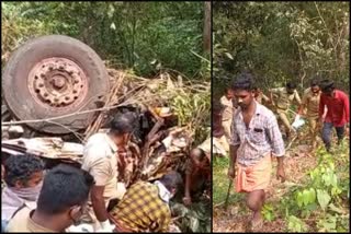 Sabarimala Lorry accident one death  ലോറി കൊക്കയിലേക്ക് മറിഞ്ഞ് പത്തനംതിട്ടയില്‍ അപകടം  ശബരിമല പാതയിൽ ലോറി കൊക്കയിലേക്ക് മറിഞ്ഞ് ഒരാൾ മരിച്ചു  മയിലാടുംപാറ ലോറി അപകടത്തില്‍ രണ്ട് ദിവസം പഴക്കമുള്ള മൃതദേഹം ലഭിച്ചു  Lorry accident in mayiladum para pathanamthitta