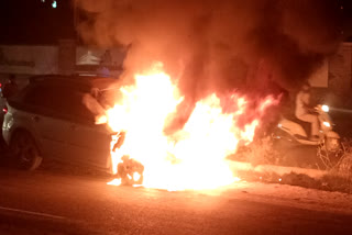 Car on fire in Behror