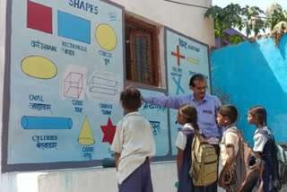 Torchbearer of education  A teacher turns the whole village into a school  Dharmapura village in Jabalpur of Madhya Pradesh  Teacher Dinesh Kumar Mishra  He turned village walls into black boards  Teacher winning encomiums  പാഠഭാഗങ്ങൾകൊണ്ട് ചുവരെഴുത്ത് നടത്തി അധ്യാപകൻ  സ്‌കൂൾ അധ്യാപകന്‍റെ വത്യസ്‌തമായ പഠനരീതി  ചുവരുകൾ പാഠഭാഗങ്ങൾ കൊണ്ട് നിറച്ച് അധ്യാപകൻ  ചുവരിൽ പാഠഭാഗങ്ങൾ എഴുതി അധ്യാപകൻ