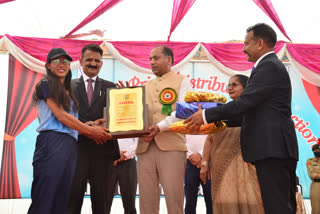 CM Jairam Thakur at Vallabh College in Mandi.