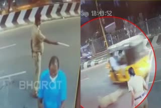 Sub Inspector injured in hit and run by Auto in chennai  chennai accident Sub Inspector injured  അമിതവേഗതയിലെത്തിയ ഓട്ടോറിക്ഷ സബ് ഇൻസ്‌പെക്‌ടറെ ഇടിച്ചുതെറിപ്പിച്ചു  ഓട്ടോറിക്ഷ ഇടിച്ച് സബ് ഇൻസ്‌പെക്‌ടർക്ക് പരിക്ക്  ചെന്നൈ അപകടം  chennai accident  Nandambakkam Sub Inspector accident  നന്ദമ്പാക്കം പൊലീസ് അപകടം