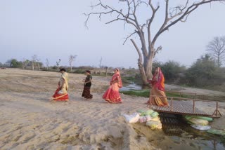 Preparations completed at Kanhar river Chhath Ghat