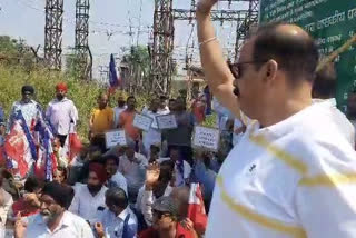 Apni party protested IN front of sorrore toll plaza in jammu