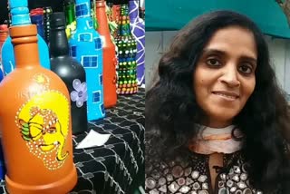 cancer survivor  bottle painting exhibition for cancer patients  National Kudumbasree Saras Mela  ദേശീയ കുടുംബശ്രീ സരസ് മേള  അർബുദ അതിജീവിത ബോട്ടിൽ പെയിന്‍റിങ്ങ്  അർബുദ ബാധിതർക്ക് സഹായം