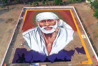 shirdi rangoli of sai baba