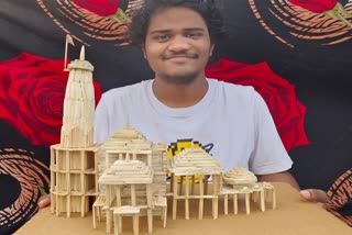 Construction of Ayodhya Ram Mandir Artwork by matchsticks