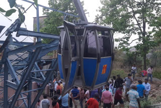 Jharkhand 6 injured so far as cable cars collide in Deoghars Trikut mountain