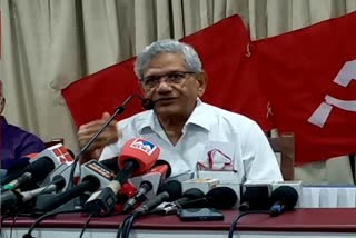 SITARAM YECHURI KRAIL  KRAIL PROTEST KERALA  23RD CPM PARTY CONGRESS KANNUR  CPM GENERAL SECRETARY YECHURY  YECHURI AGAINST MODI GOVERNMENT  സിപിഎം പാര്‍ട്ടി കോണ്‍ഗ്രസ് കണ്ണൂര്‍  സീതാറാം യെച്ചൂരി വാര്‍ത്താസമ്മേളനം  കെറെയില്‍ സീതാറാം യെച്ചൂരി  കെറെയില്‍ കേരളം പ്രതിഷേധം