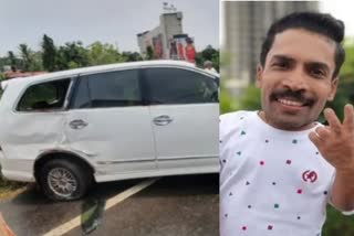 Guinnes pakru caught in accident  car accident in thiruvalla bypass  തിരുവല്ല ബൈപ്പാസില്‍ ഗിന്നസ് പക്രുവിന്‍റെ കാര്‍ അപകടത്തില്‍  ഗിന്നസ് പക്രു