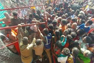 The crowd at Srivari Sarvadarshana token issuance center in Tirupati , 3 injured