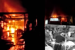 MASSIVE FIRE ACCIDENT IN ELURU DISTRICT - SIX KILLED  13 INJURED  കെമിക്കല്‍ ഫാക്‌ടറിയില്‍ തീപിടുത്തം  കെമിക്കല്‍ ഫാക്‌ടറിയില്‍ തീപിടിത്തം