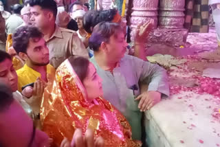 BJP leader and daughter-in-law to Mulayam Singh Yadav, founder-patron of Samajwadi party, Aparna Yadav, who was in Vrindavan's Banke Bihari Temple to offer prayers on Thursday