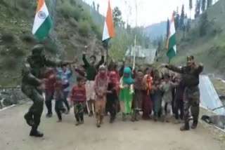 army jawans and children celebrating baishakhi