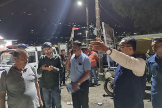 Vehicle checking in front of Transport Minister Bikram Thakur