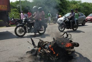 Car and bike Accident in Chamarajanagar