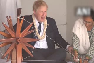 Boris Johnson tries hands in charkha