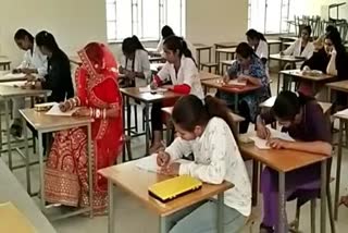 bride appears for college exam