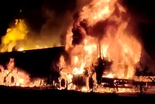Trailer Caught Fire in Barmer
