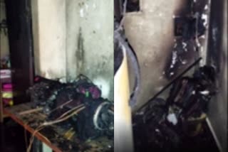 One person was killed when an electric bike battery exploded in Vijayawada  Electric vehicle battery exploded  Incident took place in Andhra Pradesh  Four of a family injured in the explosion  Woman in a critical condition  Two children injured  electric scooter explodes while charging  ഇലക്ട്രിക് സ്‌കൂട്ടർ പൊട്ടിത്തെറിച്ചു  ചാർജ് ചെയ്യുന്നതിനിടെ ഇലക്ട്രിക് സ്‌കൂട്ടർ പൊട്ടിത്തെറിച്ചു