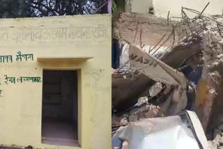 gaushala demolished in alwar  forest department raze cowshed in alwar  rajastan cowshed demolished latest  രാജസ്ഥാന്‍ ഗോശാല പൊളിച്ചു  അല്‍വാര്‍ ഗോശാല പൊളിച്ചു നീക്കി  അനധികൃത ഗോശാല പൊളിച്ചു  രാജസ്ഥാന്‍ വനംവകുപ്പ് ഗോശാല പൊളിച്ചു  മൈഥന ഗോശാല പൊളിച്ചു