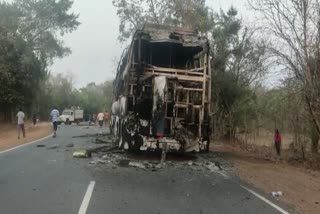 Naxalites set fire to passenger bus in Sukma