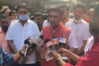 Minister Dr. Sudhakar talked to Press