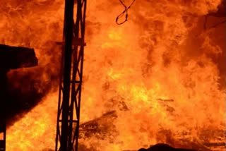 The fire broke out at tin-shed warehouses of furniture, decoration material and a car garage in the afternoon. More than 10 water tankers were pressed into action and the fire was doused