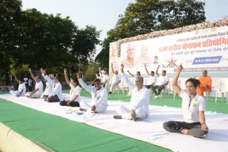 Suryanamaskar during yoga in Raipur