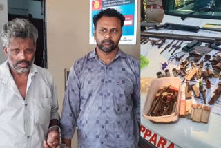 two arrested with gun making equipments from vembayam  two arrested with gun making equipments in Thiruvananthapuram vembayam  നാടൻ തോക്ക് നിർമിച്ച പ്രതികൾ അറസ്റ്റിൽ  വെമ്പായം തോക്കുനിർമാണ സാമഗ്രികൾ പിടികൂടി  വെമ്പായ നാടൻ തോക്ക് നിർമാണം