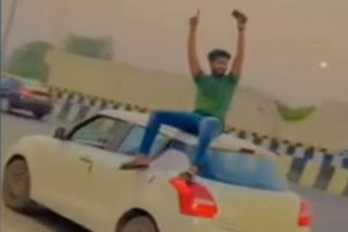 man stunt moving car ghaziabad