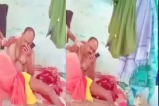 Daroga taking massage from woman in Saharsa