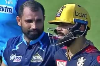 mohammed shami congratulates virat kohli after scoring his first fifty in ipl 2022