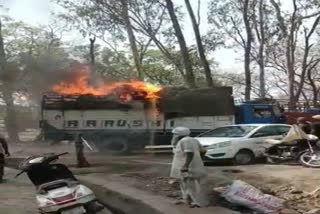 A sudden fire broke out in loaded truck at rishikesh